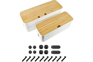 Rowland Harbor 2 Pack Cable Management Box, Cord Organizer for Desk TV Computer USB Hub System to Cover and Hide Power Strips