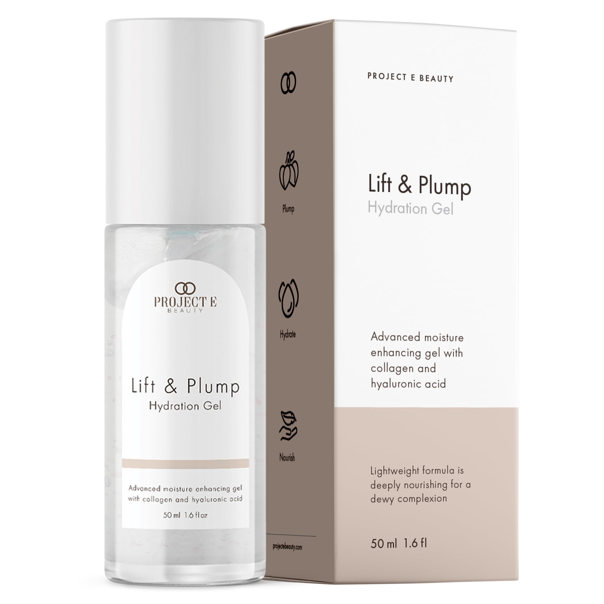 Lift & Plump Hydration Gel by Project E Beauty | 24-Hour Hydration | Anti-Aging | Pore Tightening | Hydrating & Moisturizing Facial Skincare | For All Skin Types | 50ml