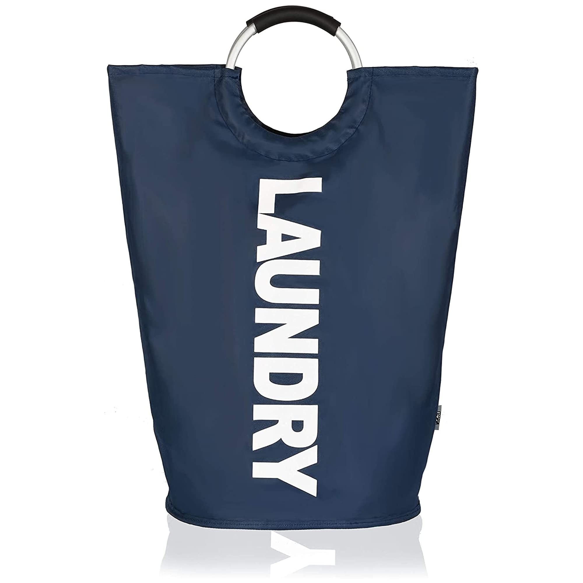 ZYBUX - 82L Collapsible Laundry Basket with Aluminum Handle, Large Folding Waterproof Laundry Hamper, Washing Baskets for Clothes, Toys, Books, Fabric Bag for Living Rooms, Bedrooms - Dark Blue, L