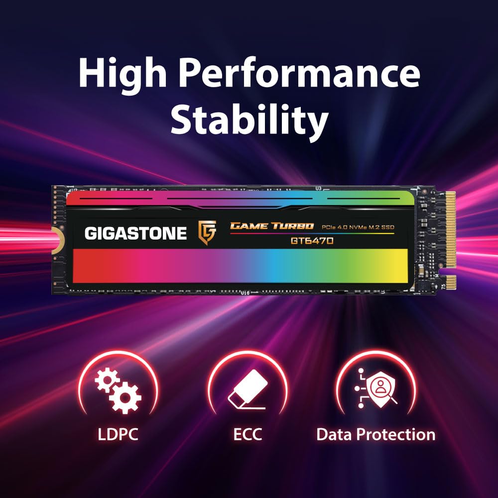 GIGASTONE M.2 SSD 1TB PCIe 4.0 NVMe SSD Internal Gaming Solid State Hard Drive Upgrade PC Laptop PS5 Storage Turbo Speed Response for Gamers 3D Rendering 4K 8K Video Editing Creators up to 7,000MB/s