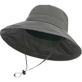 Sun Hats for Women, Wide Brim Waterproof Bucket Hat, Summer Beach Packable Ponytail Hat,UPF 50+ UV Protection