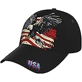 Bald Eagle American Flag Baseball Cap for Men Women Adjustable USA Flag Patriotic Trucker Sun Hats Unisex