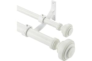 Mayrhyme Wood Double Curtain Rod for Windows 36 to 72 Inches (3 to 6 ft), Adjustable Heavy Duty Double Drapery Rods, Farmhous