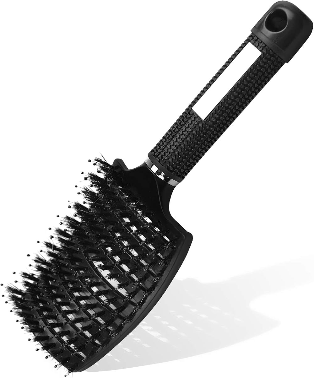 URAQT Boar Bristle Paddle Hair Brush for Women Reduces Frizz Detangle