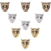 PH PandaHall 30pcs Leopard Head Beads 3 Colors Tibetan Animal Bead Charm 10x9x7mm Retro Metal Alloy Spacers Loose Beads Craft Bead for Men Bracelet Necklace Earrings Jewelry Making DIY Craft