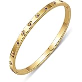 Yifnny Gold Bracelets for Women, 14K Gold Plated Friendship Love Bangle Heart Bracelets Crystal Stainless Steel Bracelet Cuff Bangle Jewelry Christmas Valentines Birthday Gifts for Women