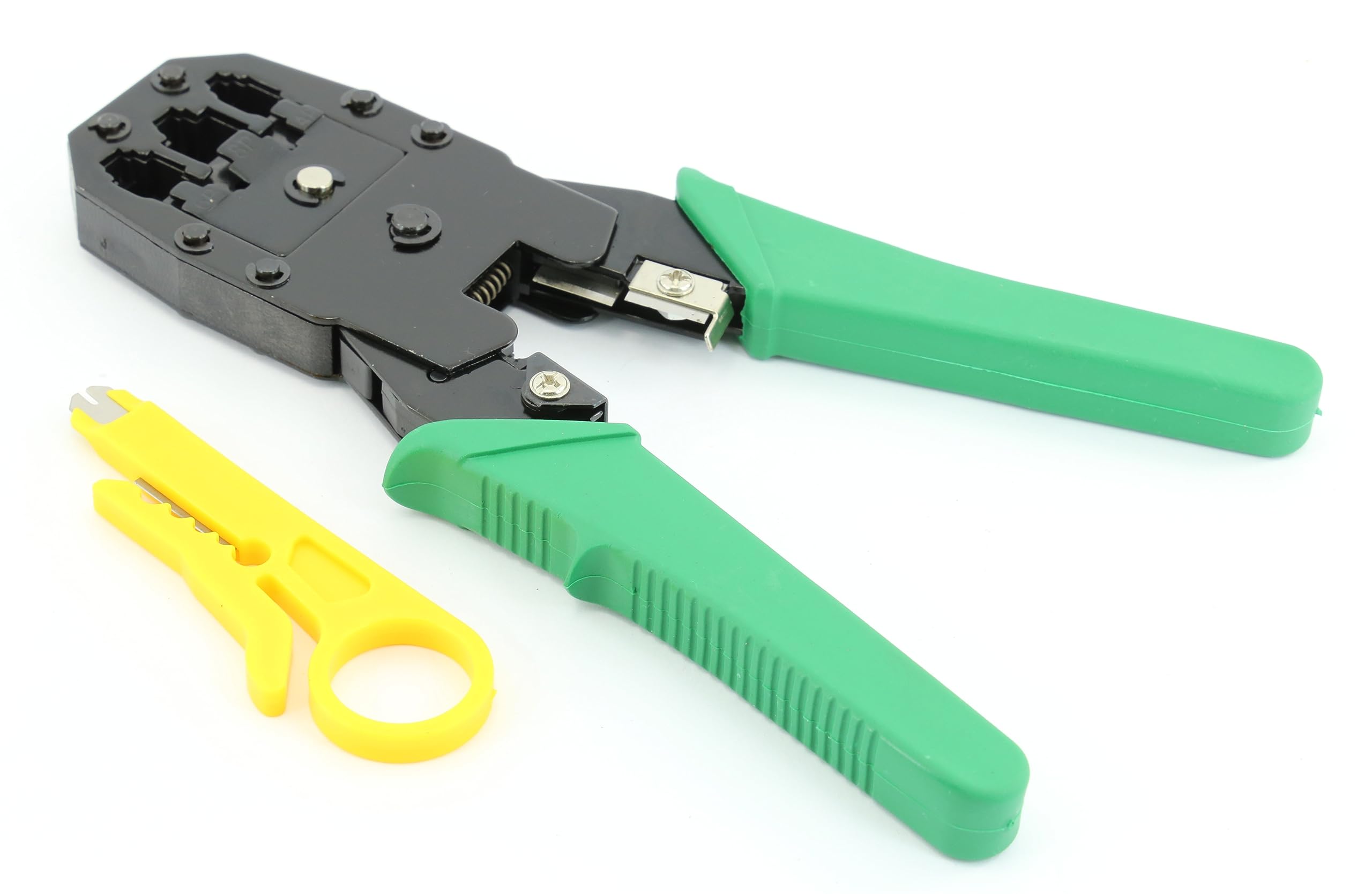 rhinocables RJ45 Crimping Tool – Ethernet Cable Crimper, Stripper & Cutter for CAT5e CAT6 RJ45 RJ11 Network Cables – Multi-Function Tool for Home, Office & IT Installations (Crimp Tool)
