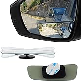 LivTee Blind Spot Mirror, Rectangular Shaped HD Glass Frameless Convex Rear View Mirror with wide angle Adjustable Stick for 