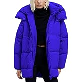 Kissonic Women's Warm Winter Coat Hooded Puffer Jacket Full Zip Long Puffer Coat with Pockets