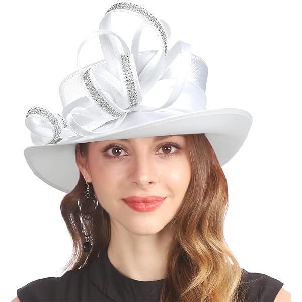 HISSHE Womens Church Derby Dress Hat Wide Brim Crystal Tea  display picture 1