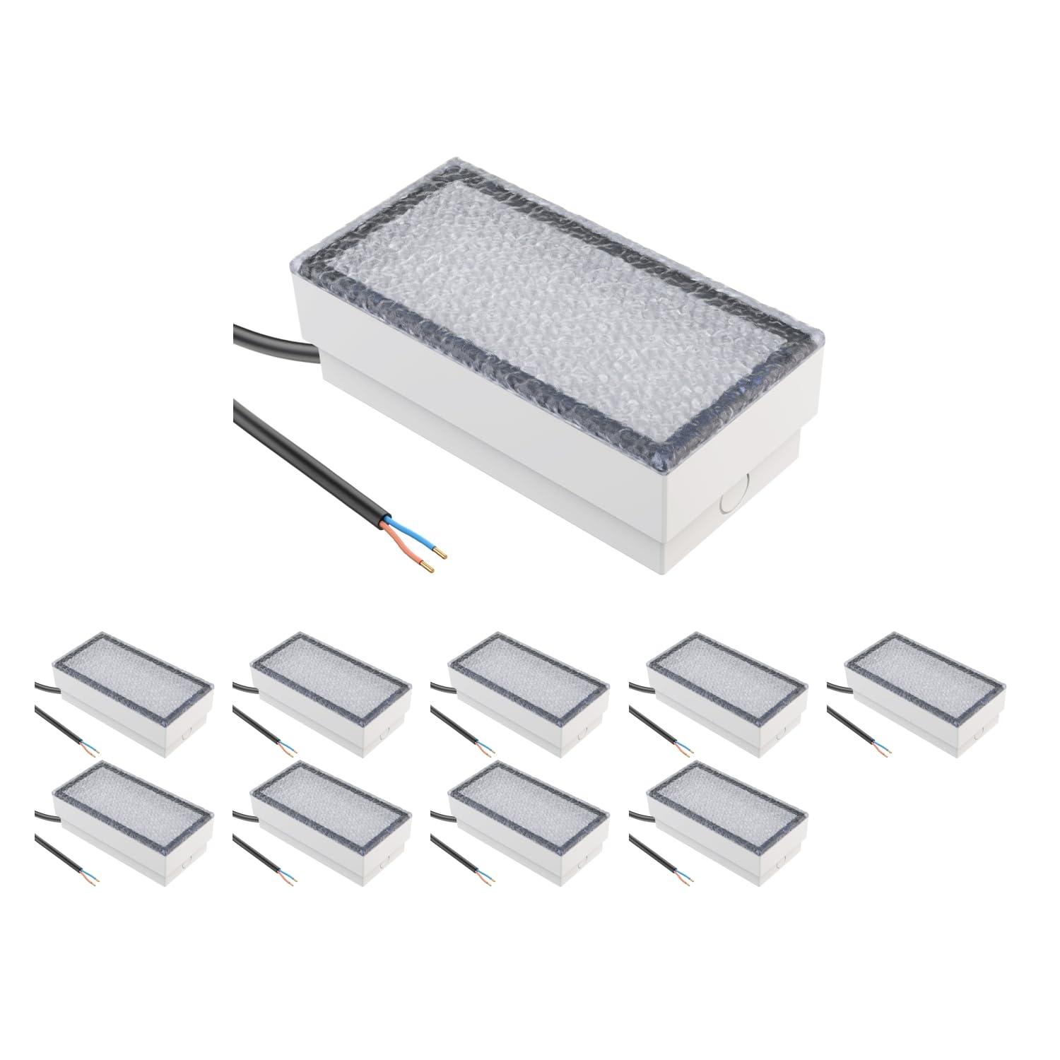 ledscom.de 10 LED Paving Stone Ground recessed Light CUS for Outdoors, IP67, Angular, 20 x 10cm, 2.8 W, 251lm, Warm White