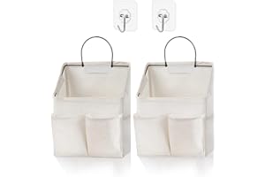 SOMETETH 2 Pack Wall Hanging Storage Bag,Wall Hanging Organizer bags with Pockets, Wall organizer Storage for Dormitory Bathroom Bedroom Kitchen(White-upgraded)…