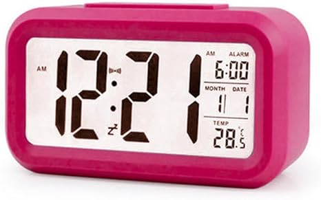 Amazon デライジ Delidge デジタル 目覚まし時計 置き時計 スヌーズ スマート ソフトライト プログレッシブアラーム バッテリ駆動 簡単な設定 温度表示 赤 置き時計 掛け時計 オンライン通販