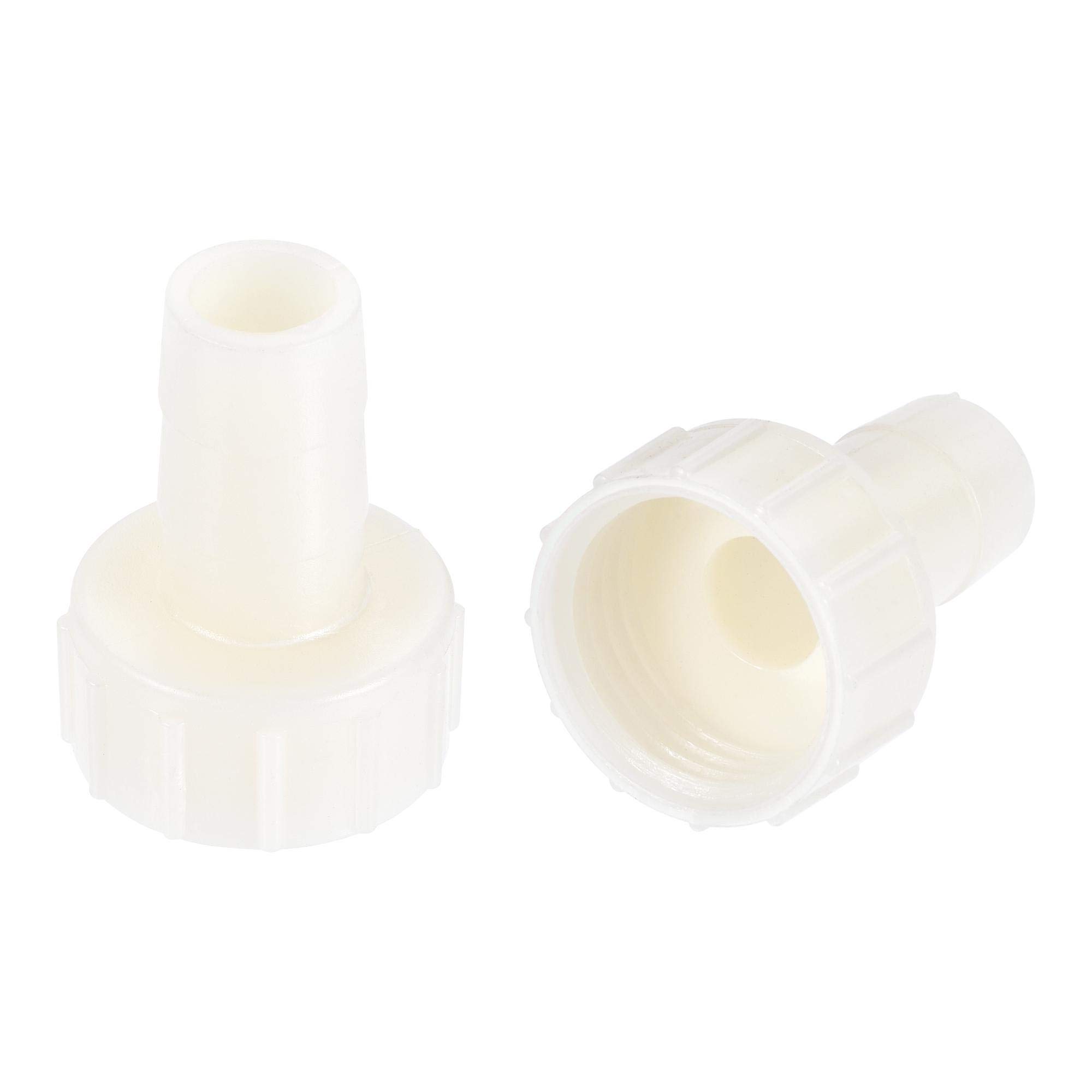 sourcing map ABS Hose Barb Fitting Coupler, 12mm Barb x G1/2 Female Thread Pipe Adapter, White 2Pcs