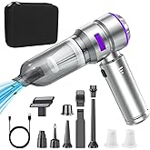 Tiiyee Car Vacuum Portable Cordless, 16000PA Handheld Vacuum Cleaner and Air Duster 4 in 1 with HEPA Filter Multi Nozzles Brushless Motor Type-C Charge for Home Office Desk Keyboards Pet Hair