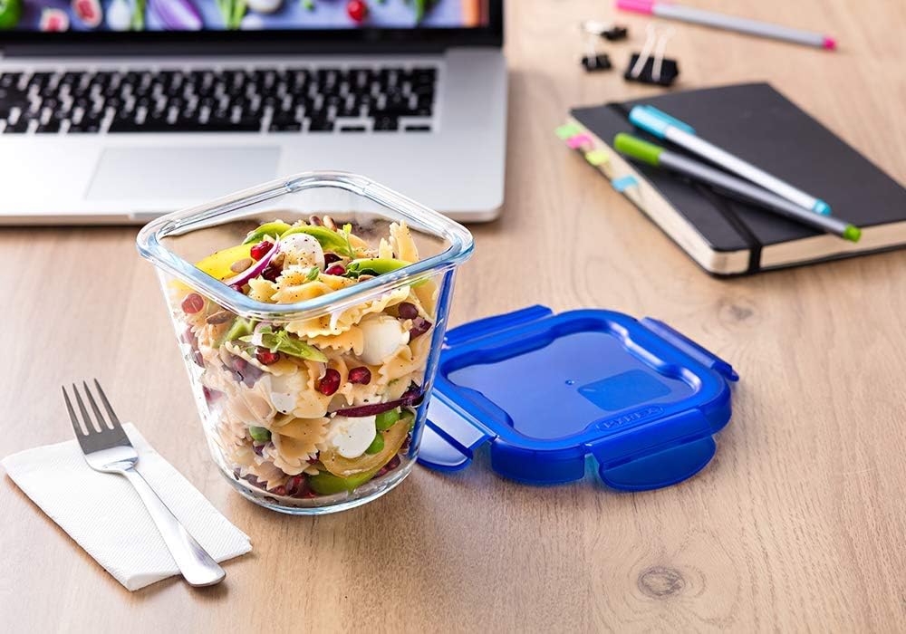 Cook&Go - “Pasta Box” glass storage container with waterproof lid 12x12cm, Blue - Image 4