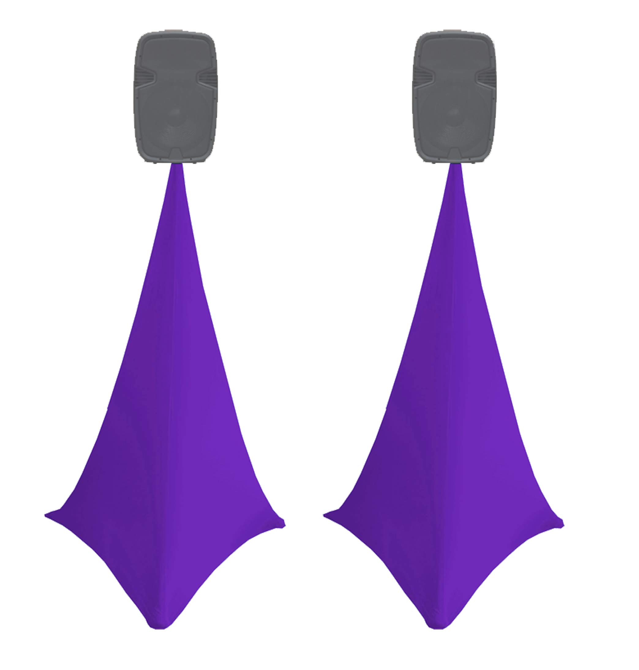 2x purple double sided spandex stretch speaker stands scrims, tripod cover