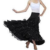 CISMARK Elegant Ballroom Dancing Latin Dance Party Long Swing Race Skirt