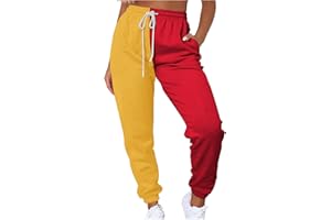 WODCEEKE Women's Color Block Jogger Sweatpants High Waisted Lounge Pants Cinch Bottom Joggers Fleece Trousers with Pockets