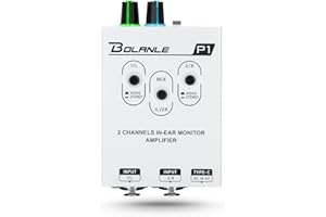 Bolanle P1 Portable in Ear Monitor Amplifier, Headphone Amp with XLR and TRS Input 3.5mm Output, Headphone Amplifier with Stereo/Mono Switch for Keyboardists, Drummers, Guitar (Dual Channel)