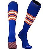 PEAR SOX Striped OTC Baseball, Softball, Football Socks (F) Royal Blue, Orange, White