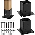 WIMART 4x4 Post Base, Inner Size 3.5"x3.5"Deck Post Base, Deck Post Base for Concrete, for Mailbox Support Wood Fence Post Anchort (Black - Set 2)