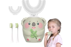 U Shaped Toothbrush Kids,Waterproof Auto Kids Electric Toothbrushes with 4 Brush Heads,Full Mouth 360-Degree Cleaning Automat