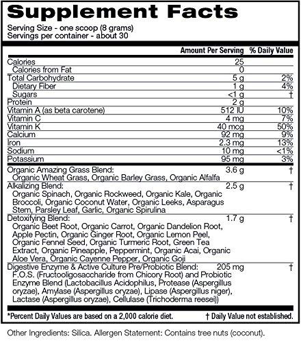 Amazing Grass Green Superfood Alkalize & Detox Organic Plant Based Powder with Wheat Grass and Greens | Flavor: Simply Pure, 30 Servings | Active Probiotic Cultures + Bonus Shaker Cup - Thumbnail 4