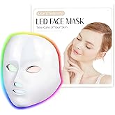 SDKWDH LED Face Mask Light Therapy, Red Light Therapy Mask with 7 Colors, 850nm Infrared & Red Light Therapy for Face, Portable Anti-Aging Skin Rejuvenation Tool with Timer for Home Use