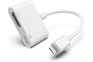 WOODFORD DESIGN Apple Lightning to HDMI Digital AV Adapter,[Apple MFi Certified] 1080P HDMI Sync Screen Digital Audio AV Converter with Charging Port for iPhone, iPad, iPod on HDTV/Projector/Monitor, Support All iOS