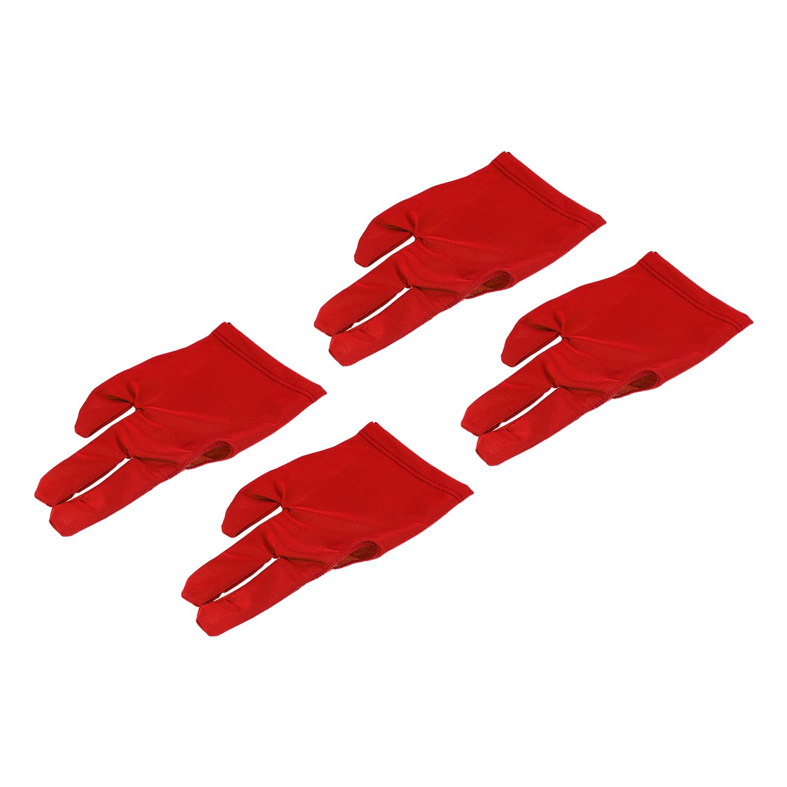 M METERXITY 4 Pack 3 Fingers Pool Gloves - Pool Gloves Billiards Left Right Hand, Anti Wrinkle, Apply to Shooter Carom Pool Snooker Cue Sport (185mm, Red)
