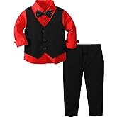 A&J DESIGN 4pcs Baby & Toddler Suit, 12 Months - 5T, Shirt & Pants & Vest & Bow Tie