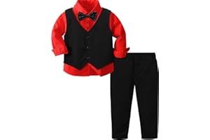 A&J DESIGN 4pcs Baby & Toddler Suit, 12 Months - 5T, Shirt & Pants & Vest & Bow Tie
