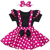 IBTOM CASTLE Polka Dots Tutu Costume for Baby Girl Princess 1st Birthday Party,Dress Up w/Overall Suspender Skirt,Headband