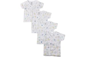 Bambini White Side Snap Short Sleeve Shirt - 4 Pack - Newborn
