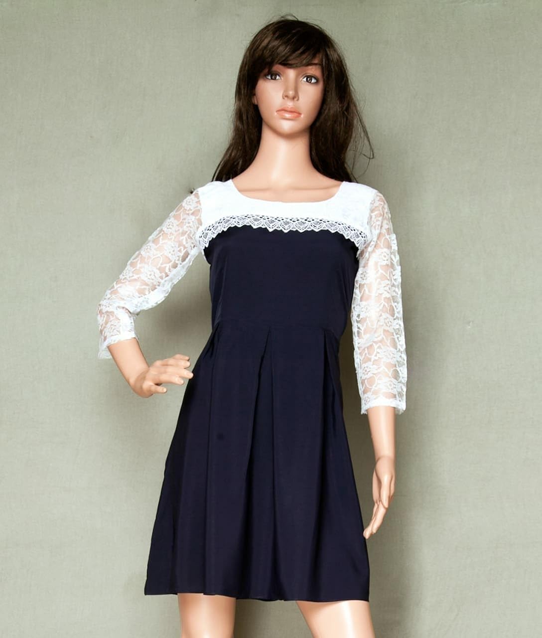 saryu women's crepe round sleeves dress