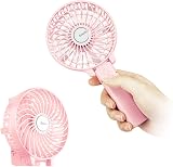 EasyAcc Handheld Fan USB Portable 6-Blade 3 Speeds 180° Foldable Pink view 1