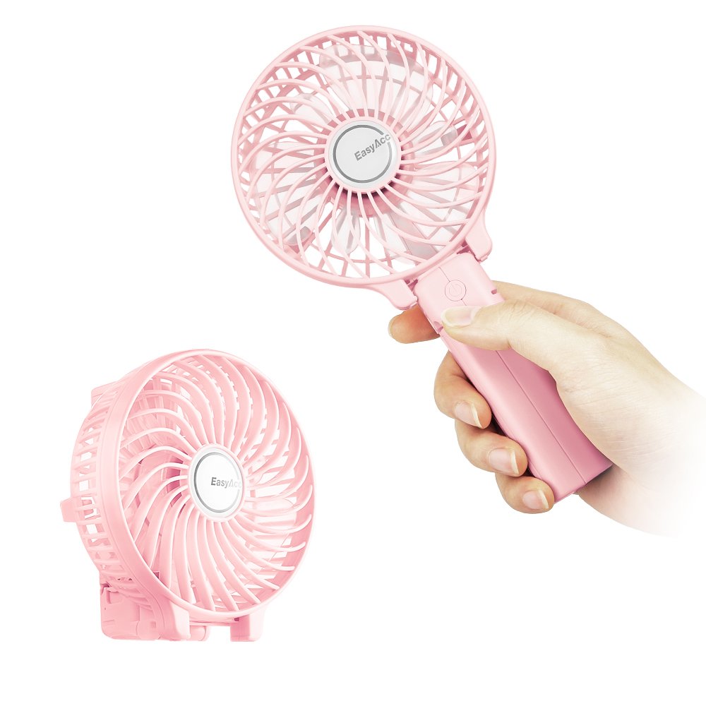 Photo 1 of EasyAcc Mini Handheld Fan, Personal Cooling Fan Folding USB Desk Fan Small Portable Table Fan for Travel Camping Outdoors Office Home - Pink…