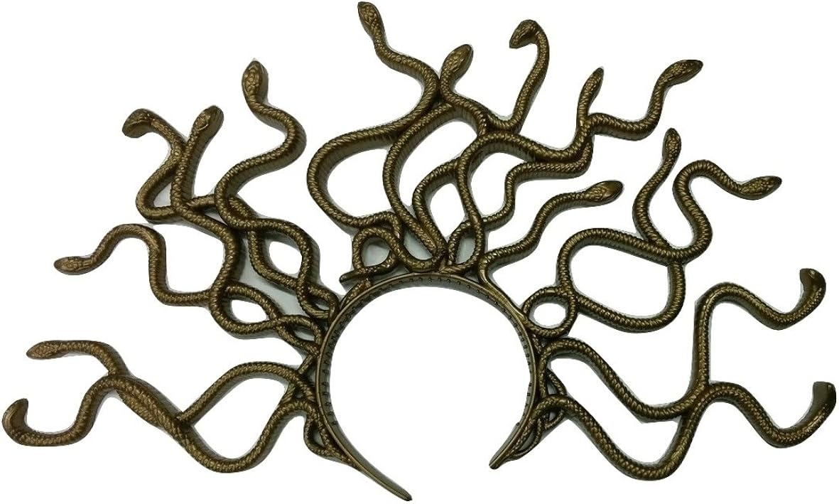 Nicky Bigs Novelties Medusa Snake Costume Headband, Gold, One Size: Clothing