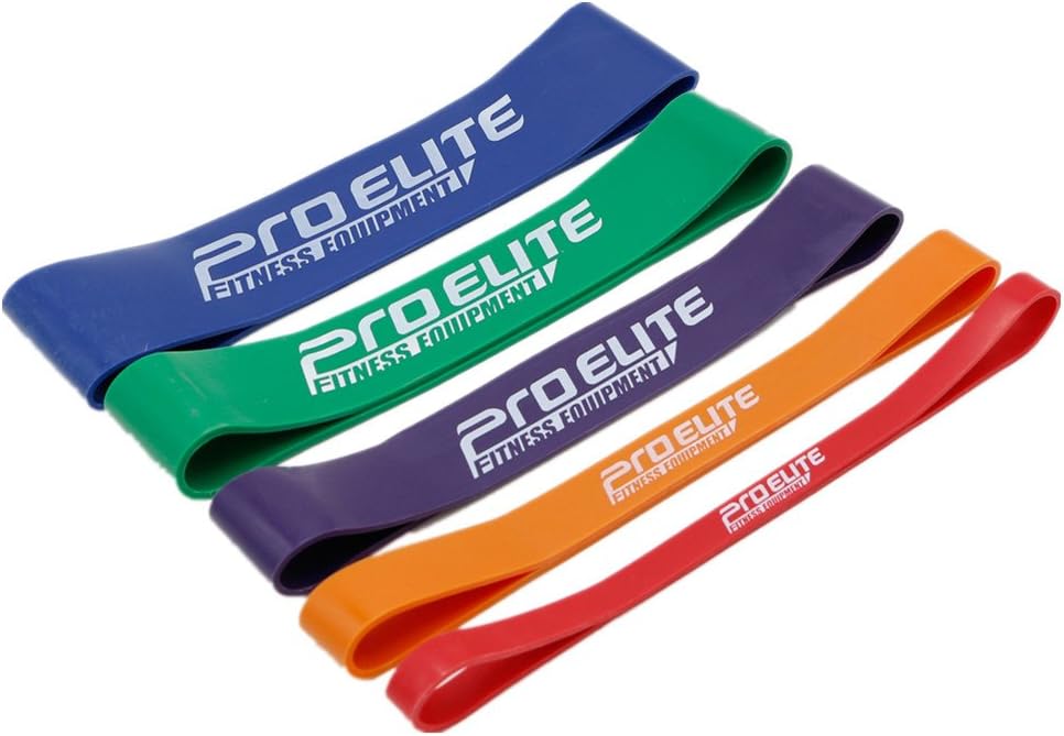 ProElite Resistance Bands Set with Carry Bag, Stretch Bands,Set of 5Colors Loop Bands to Strengthen Arms,Legs and More-100% Nature Latex Bands