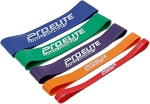 ProElite Resistance Bands Set with Carry Bag, Stretch Bands,Set of 5Colors Loop Bands to Strengthen Arms,Legs and More-100% Nature Latex Bands