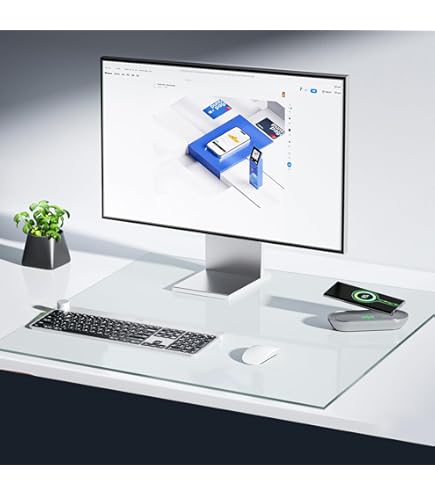VASUHOME 32" X 20" Frosted Tempered Glass Desk Mat - Multi