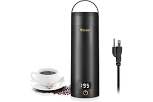 Sekaer Travel Electric Tea Kettle Portable Small Mini Coffee Kettle, with 4 Variable Presets, Personal Hot Water Boiler 304 Stainless Steel with Auto Shut-Off & Boil Dry Protection, SY-618B