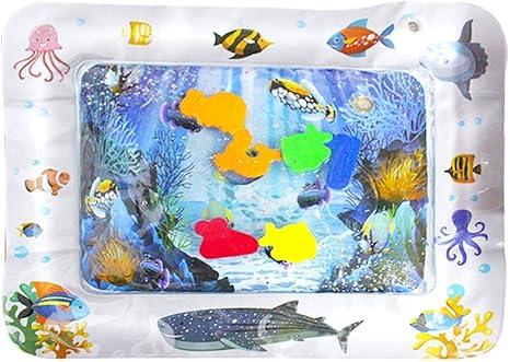 Amazon Co Jp Tichan インフレータブルベビーウォーターマット 子供 幼児のためのインフレータブルベビーウォーターマット楽しいアクティビティプレイセンター 夏の遊びのおもちゃ バスタブ玩具用 幼児 赤ちゃん 子供幸せ浴槽時間 ホーム キッチン
