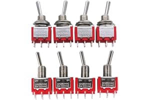mxuteuk 8pcs 6 Pin 2 Position DPDT Mini Miniature Toggle Switch ON/ON Switch for Car Dash Dashboard 5A 125V 2A 250V MTS-202