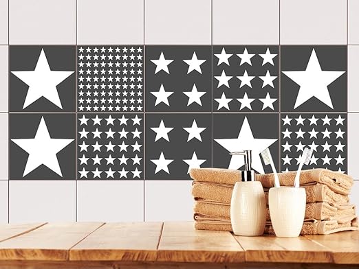 Fliesenfolie Sterne Fliesen Uberkleben Grau Fliesenaufkleber Bad Schones Design Fliesenaufkleber Kuche Modern 10x10cm Set 20 Stuck Amazon De Kuche Haushalt