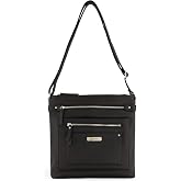 Rosetti Women's Zuma Large Crossbody Bag, Faux Leather Purse, Adjustable Strap, Black, One Size