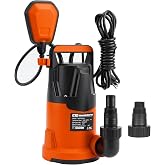 Prostormer 1HP 3700GPH Submersible Clean Water Pump with 31ft Lift | Water Pump with Auto Float Switch, Waterproof, for Tanks/Basements/Pools