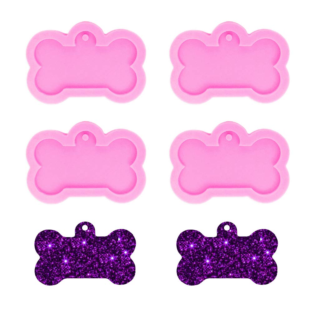 Nifocc 4-Pack Large Dog Bone Shaped Silicone Craft Molds - Pink