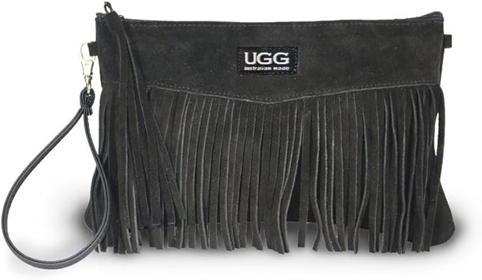 Amazon Ugg Australian Made Since 1974 アグオーストラリアメイド1974 アグ クラッチバッグ トライバル フリンジ 正規輸入品 ブラック クラッチバッグ
